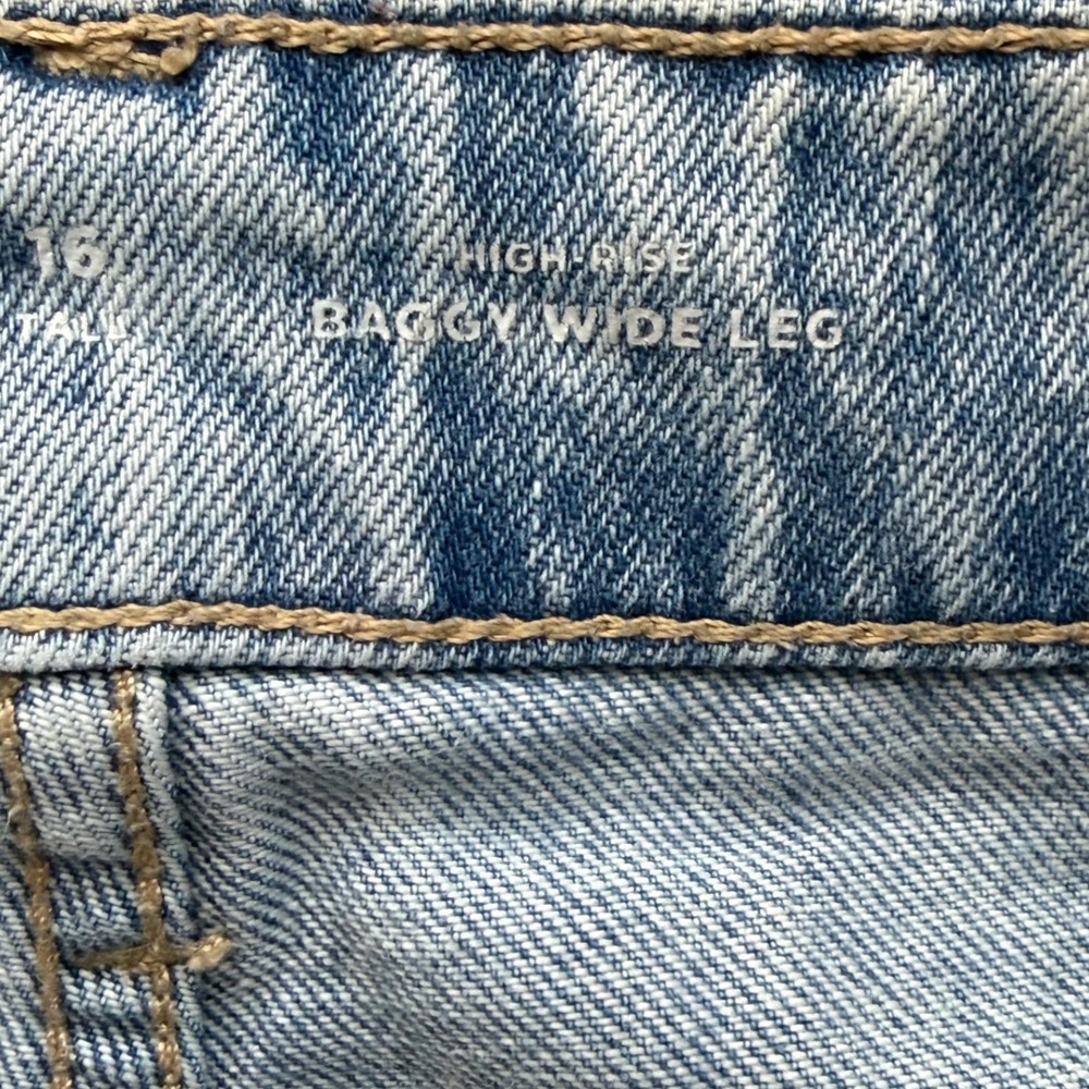 Old Navy Baggy Wide Leg Jeans Womens 16  Drapey Denim Y2K High Rise Patch Pocket - Picture 7 of 12